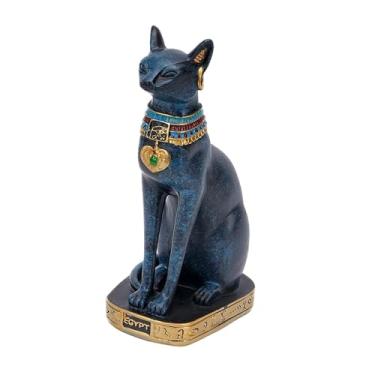 Imagem de Ｂｅｓｇａ Estátua de Gato Bastet, Escultura Animal Antiga, Ornamento, Estatueta Colecionável para Armário, Escritório, Prateleira, Mesa, Quarto, Azul, L
