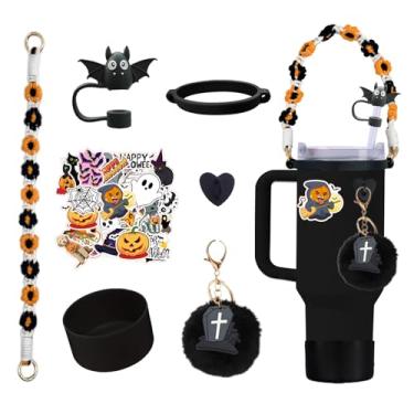 Imagem de (6 + 25) peças de acessórios de copo Stanley para copo Stanley 30 e 1,134 g, pingente personalizado, incluindo capa de palha, alça de corda, adesivos de Halloween, anel de pelúcia, pingente de