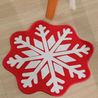 Imagem de Tapetes de banheiro de floco de neve para decoração de Natal, tapete de boas-vindas de floco de neve, antiderrapante, redondo, lavável, tapete de banheira e banheiro (estilo 4, 40 x 40 cm)