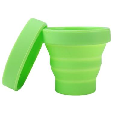 Imagem de Copos dobráveis de silicone, copo de acampamento dobrável com tampa, reutilizável para pequeno copo portátil - perfeito para acampamento, caminhada e eventos esportivos ao ar livre, para bebidas