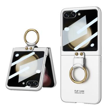 Imagem de Capa de telefone com anel galvanizado para Samsung Galaxy Z Flip 5 Flip5 5G Capa protetora de plástico rígido, prateada, para Galaxy Z Flip5