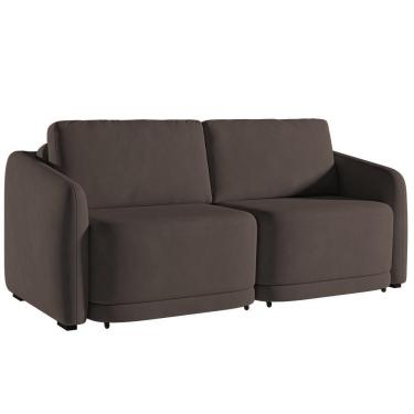 Imagem de Sofá Cama Casal Para Sala 216cm Polska K04 Veludo Marrom - Mpozenato