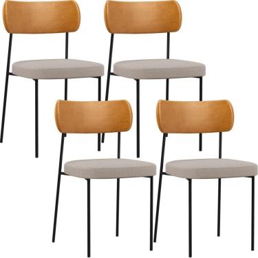 Imagem de Kit 04 Cadeiras Para Sala De Jantar Melina L02 Whisky Bege