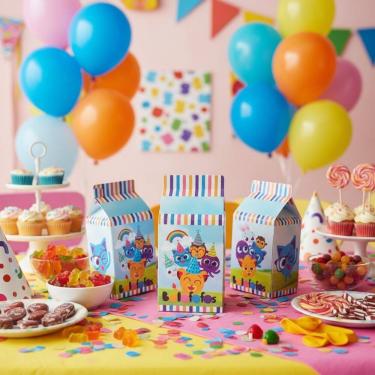 Imagem de Kit 50 Caixinha Milk Lembrancinha Surpresa Tema Bolo Fofo Festa Infantil Mimo