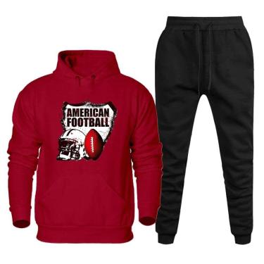 Imagem de Kit Conjunto de Moletom Masculino Calça e Blusa Algodao Flanelado Para Inverno Tecido de Qualidade