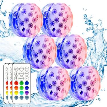 Imagem de Sylawnlife Luzes submersíveis de LED para piscina, luzes submersíveis alimentadas por bateria para baldes de acampamento Jack-o-Lanterns Pumpkins