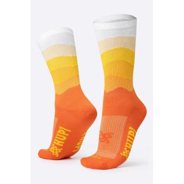 Imagem de Meia para Corrida Ciclismo Hupi Colors Amarelo/Laranja Adulto Unissex 1 Par