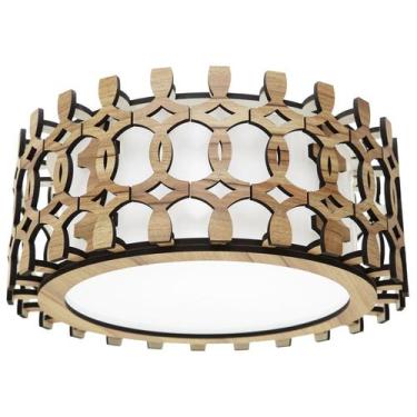 Imagem de Lustre Decorativo Madeira Plafon Redondo Encantadas 25Cm - Luminária I