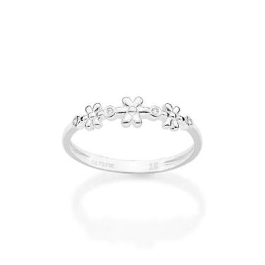 Imagem de Anel Skinny Prata 925 Com Flores e Zirconias Rommanel 810381 Tamanho:2