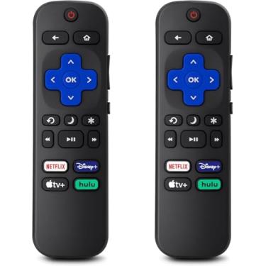 Imagem de 【Pacote com 2】 Adequado para substituição de controle remoto Roku TV compatível com Smart TVs Roku Hisense/Onn/Sharp/Phillips/Element/Insígnia/RCA/Sanyo/LG/JVC/Westinghouse Roku.