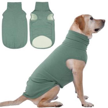 Imagem de IECOii Suéter de cachorro XXL – Colete de lã elástica com gola rolê, verde, 2GG, pulôver quente de inverno para cães grandes como Pitbulls, suéter de lã de cachorro com gola rolê, moletom aconchegante