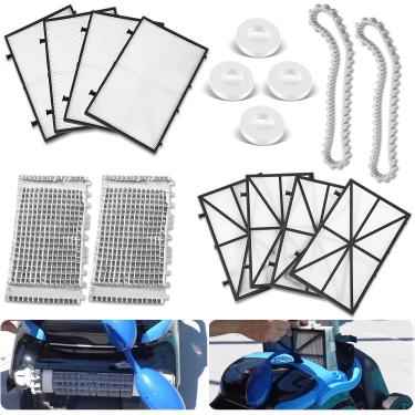 Imagem de Kit de reconstrução para limpador de piscina robótico Maytronics Dolphin Nautilus CC Plus, Repalce 9991432-R4, 9991433-R4 placas de filtro ultrafino, escovas 6101641-R2, trilhos 9985006-R2, anéis de