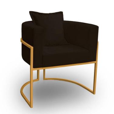 Imagem de Poltrona para Sala Base de Metal Dourada Reforçada Liz Veludo - LH Dec