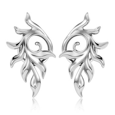 Imagem de DOEARKO 2 peças de calibres de orelha de aço inoxidável, design de penas, alargadores e alargadores de orelha com parafuso traseiro duplo alargado para orelhas esticadas, joias corporais para homens e