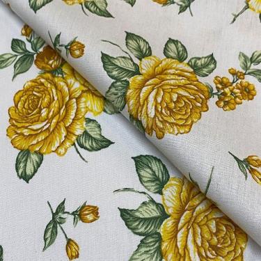 Imagem de Tecido Tricoline Estampado Floral Amarelo Mostarda - 1,50m de Largura