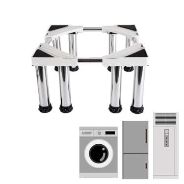 Imagem de Base de máquina de lavar e secar pedestais ajustáveis 71.1 cm de largura universal com 12 pés fortes para móveis portátil geladeira secador suporte aumento 9,9-24,9 cm 10-25 cm altura, branco
