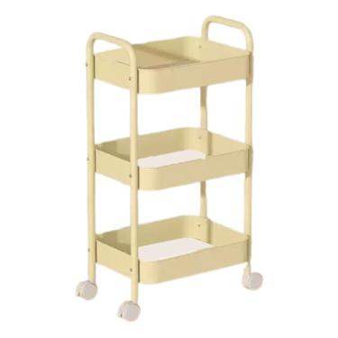 Imagem de Carrinho de rolamento de metal de 3 camadas com rodas - Organizador de armazenamento multicamadas para cozinha, banheiro, sala de estar, escritório e varanda - fácil de montar, elegante e funcional