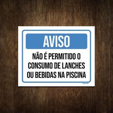 Imagem de Placa Aviso Não É Permitido Consumo De Lanches Piscina 27X35