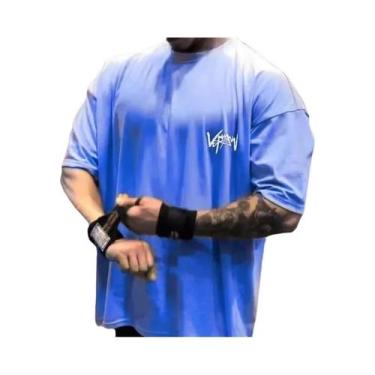 Imagem de Camiseta Masculina Oversize De Algodão Com Gola Redonda E Manga Curta 
