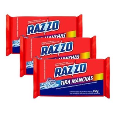Imagem de 3 Tira Manchas Razzo Roupas Coloridas Delicadas Barra 150g