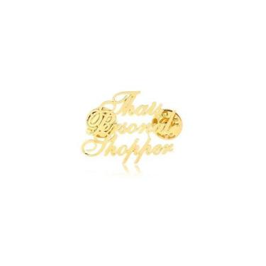 Imagem de Broche Personalizável Nome Profissão Folheado Ouro Zircônia - Radhau J