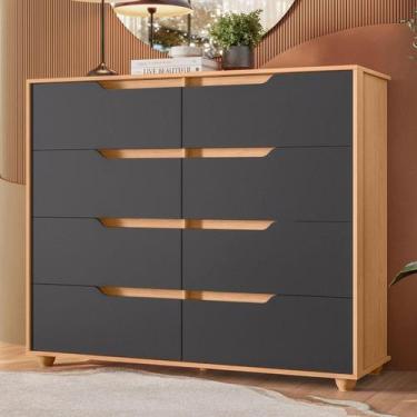Imagem de Cômoda Doble com 8 Gavetas - Natural/Titanium - Albatroz Móveis, Natur