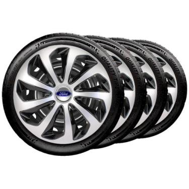Imagem de Jogo Calotas 15 Velox Silver Black Ford Ka Fiesta Focus Escort - Elitt
