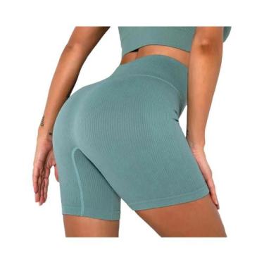 Imagem de Shorts de Yoga Cintura Alta Sem Costura - Esporte, Corrida e Fitness, 