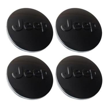Imagem de Jogo 4 Calota calotinha Roda Liga Leve Jeep Renegade Compass Preto Bri
