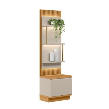 Imagem de Módulo Lateral Denver L04 1 Porta 3 Prateleiras MDP e MDF 58CM Off White D'Rossi