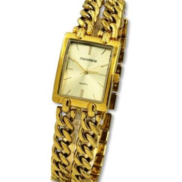 Imagem de Relógio Mondaine Feminino Retangular Clássico Dourado 32593LPMVDM1