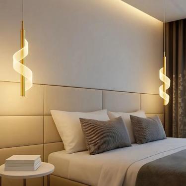 Imagem de Pendente Espiral Caracol Minimalista Dourado Cristal Quarto - CREVO