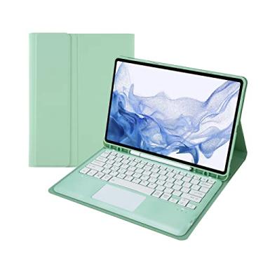 Imagem de For Samsung Tab S8+/S8 Plus/S7 FE / S7 Plus Keyboard Case- Touchpad Detachable Keyboard with S Pen Holder Cover for 12.4 inch Galaxy Tab S8 Plus 2022/ S7 FE 2021/ S7+ 2020 Tablet (Verde Menta+toque)