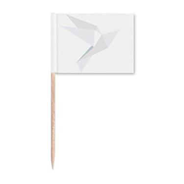 Imagem de Bandeiras de palito de dente com estampa de pombo abstrato origami branco decoração de festa
