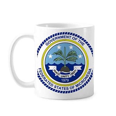Imagem de Caneca com emblema nacional da Micronésia cerâmica xícara de café porcelana louça