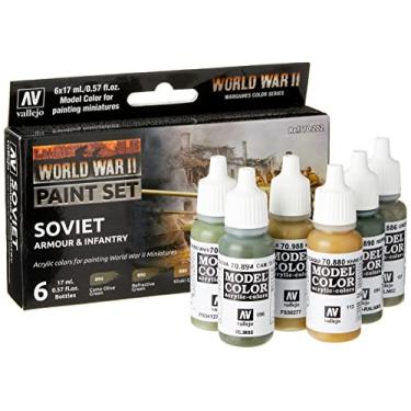 Imagem de Vallejo - Conjunto de tinta colorida modelo de armadura e infantaria soviética da Segunda Guerra Mundial | Tons militares históricos | Cores acrílicas compatíveis com pincel e aerógrafo | Coleção Pro