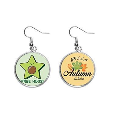 Imagem de Brinco de abacate Pentagrama Núcleo Art Déco, Presente Fashion Orelha Pendente Folha Outono Joia