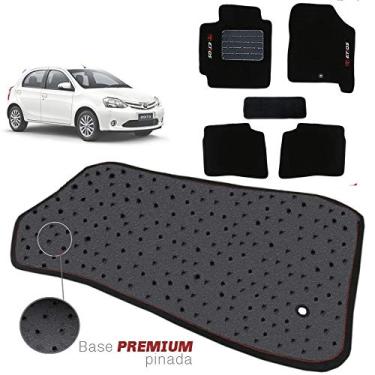 Imagem de Jogo de Tapete Carpete Tevic Pinado Toyota Etios 2012 13 14 15 16 Impermeável Lavável Logo Bordado 5 Peças