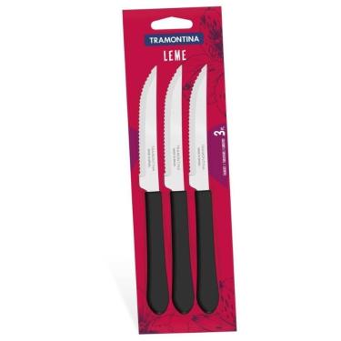 Imagem de Conjunto Facas Churrasco Inox Tramontina Leme Preto 3 Peças