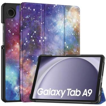 Imagem de ZOOMALL Capa para Samsung Galaxy Tab A9 8,7 polegadas modelo 2023 (SM-X110/X115/X117), capa protetora inteligente com suporte fino, nebulosa galáctica