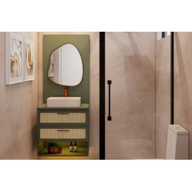 Imagem de Armário para banheiro com painel Esteva, Verde Floresta e Tela Magma