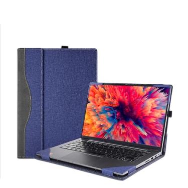 Imagem de Capa para laptop HP EliteBook 40.6 cm G9/G10 - Bolsa protetora de couro PU destacável com suporte para caneta (azul escuro)