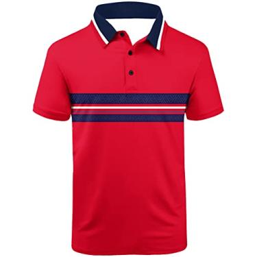 Imagem de SECOOD Camisa polo masculina com absorção de umidade, manga curta, golfe, tênis, étnica, camiseta casual, P1848-bcr, GG