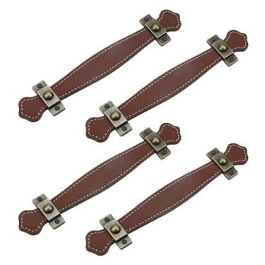 Imagem de MTMTOOL Conjunto de 4 alças de couro marrom 12,7 cm para maçaneta de porta de substituição