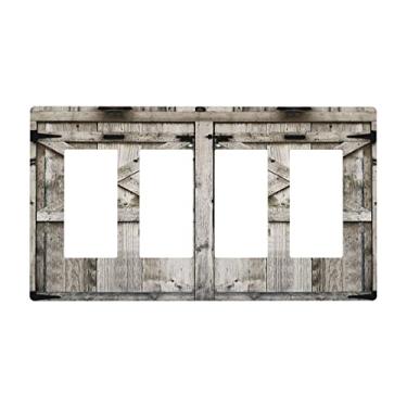 Imagem de Placa decorativa para porta de celeiro de campo 4 entradas Quad Rocker/Decora placa de interruptor de luz decorativa para banheiro sala de estar decorar tamanho jumbo sem parafusos 21 cm x 4,6 cm