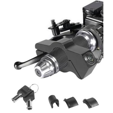 Imagem de RACOONA Trava de motocicleta, acessórios de motocicleta, acessórios de carro, travas de motocicleta antifurto, resistente, trava de guidão de bicicleta ajustável para proteger a motocicleta (preto)