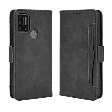 Imagem de Capa com compartimento para cartão para UMIDIGI A7, capa flip de couro para UMIDIGI A7, capa magnética retrô para celular, capa carteira com compartimentos para cartões