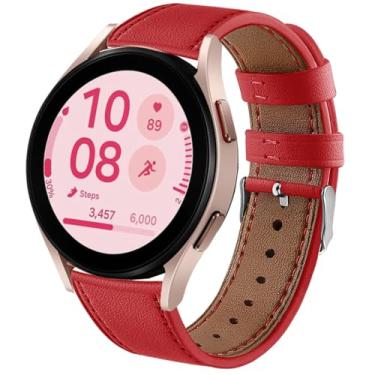 Imagem de DEALELE Pulseiras de substituição de couro impressas de 20 mm compatíveis com Samsung Galaxy Watch 6/6 Classic/5/5 Pro/4/4 Classic/3 de 41 mm/Active 2, 20mm, Couro