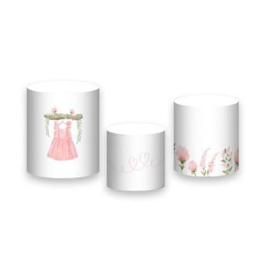 Imagem de Trio de Capas de Cilindro - Chá de Bebê Vestido Floral Rosa 060 - Via 