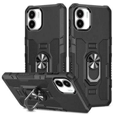 Imagem de Sidande Capa para Redmi A1, capa para Redmi A2 220733SI 220733SG, suporte de suporte resistente magnético embutido para carro, à prova de choque, capa protetora para celular para Xiaomi Redmi A1 preta